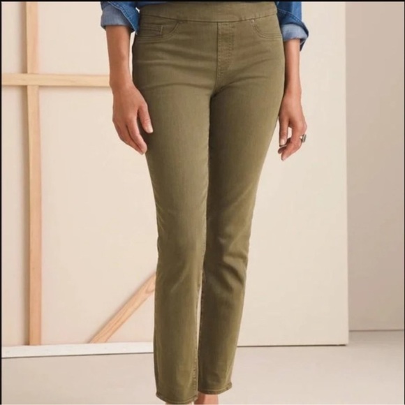 Chico’s Jeans Pull On Jegging Ankle 6 Olive Green Women's 0.5R High Rise Stretch - Picture 5 of 5